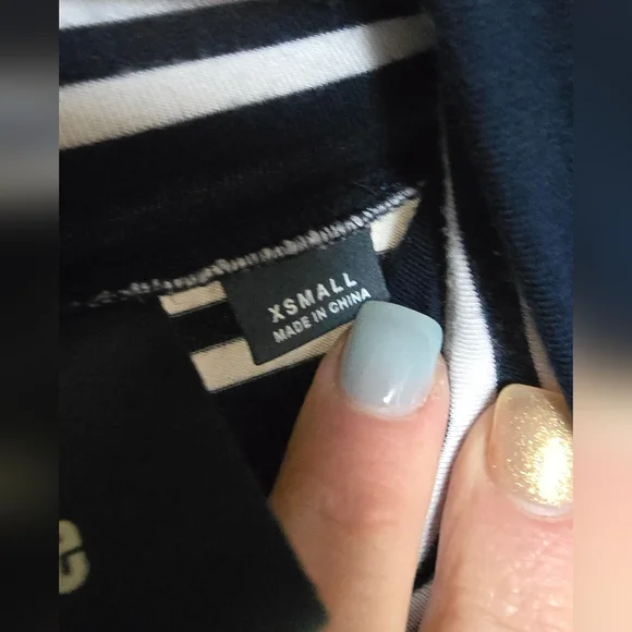 Anthropologie Maeve Navy and White Striped HIgh Neck Asymmetrical Dress XS - Picture 5 of 8